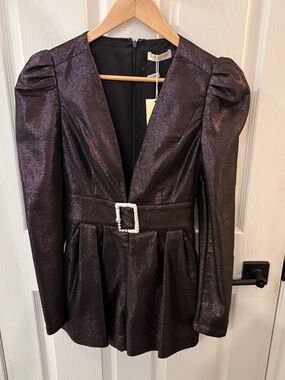 Ramy Brook Black Glitter Romper